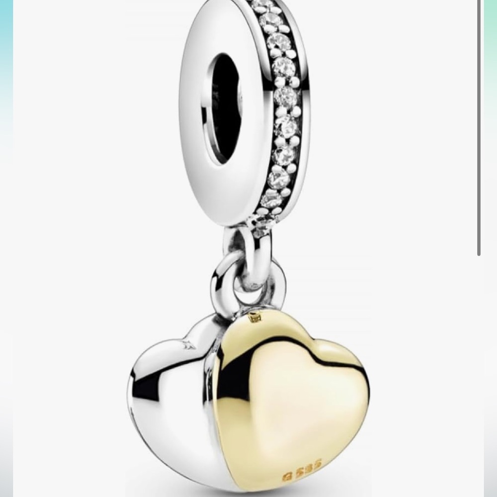 Pandora Two Tone Double Heart 14k gold plated charm